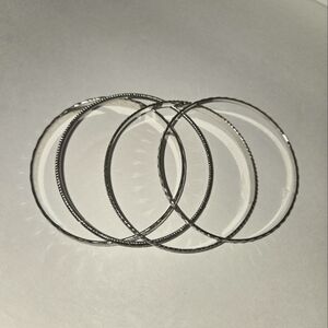 Silvertone Stackable Bracelet Bundle 4pcs